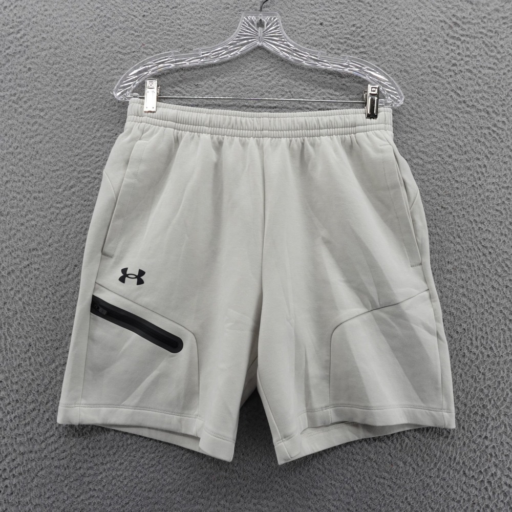 Under Armour Mens Medium Unstoppable Fleece Shorts Beige Athletic‎ NEW
